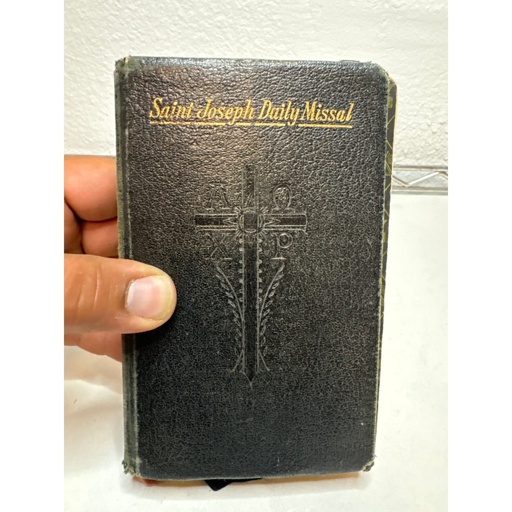 Vintage 1952 Saint Joseph Daily Missal Catholic Prayer Book Black Leatherette